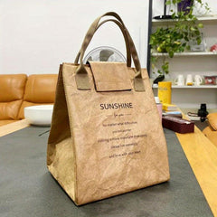 Waterproof Paper Bento Bag for Lunch Box Insulation Office Worker Handbag