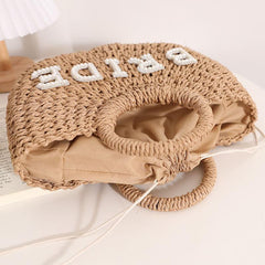Straw Satchel Bag Bohemian Lightweight Woven Handbag