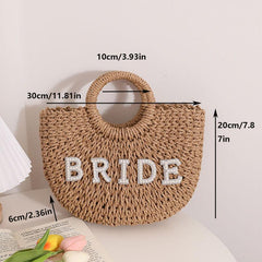 Straw Satchel Bag Bohemian Lightweight Woven Handbag