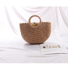 Straw Satchel Bag Bohemian Lightweight Woven Handbag