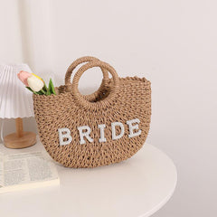 Straw Satchel Bag Bohemian Lightweight Woven Handbag