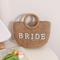 Straw Satchel Bag Bohemian Lightweight Woven Handbag