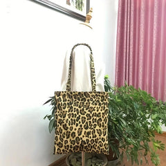 Leopard Print High Capacity Tote Bag Lightweight Shoulder Bag