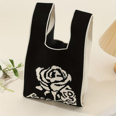 Retro Foldable Knitted Handbag for Women