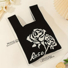 Retro Foldable Knitted Handbag for Women
