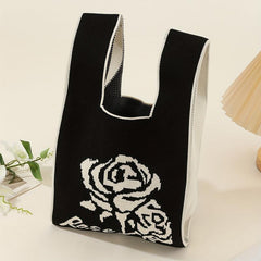 Retro Foldable Knitted Handbag for Women