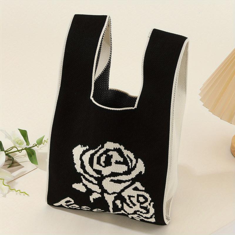 Retro Foldable Knitted Handbag for Women