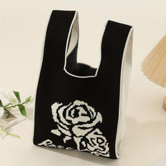 Retro Foldable Knitted Handbag for Women