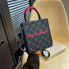 Plaid Tip Handle Crossbody Bag Canvas Lightweight Messenger Bag