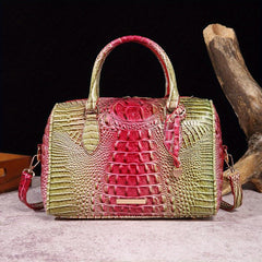Crocodile Pattern Handbag Retro Leather Purse Women's Classic Boston Bag