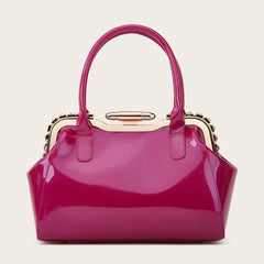 Metal Edge Artificial Patent Leather Large Satchel Bag