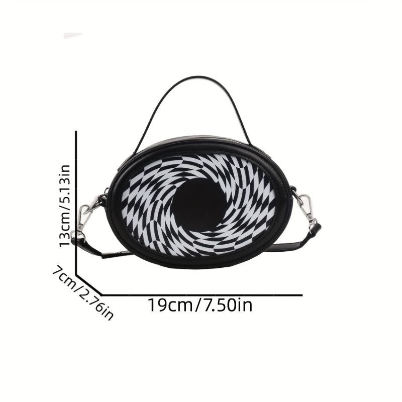 Geometric Pattern Crossbody Bag Casual PU Leather Purse Women's Shoulder Handbag