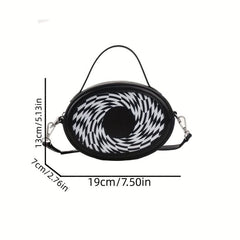 Geometric Pattern Crossbody Bag Casual PU Leather Purse Women's Shoulder Handbag