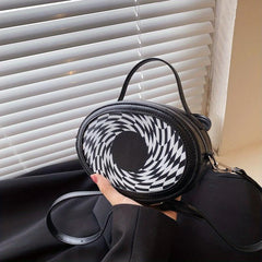 Geometric Pattern Crossbody Bag Casual PU Leather Purse Women's Shoulder Handbag