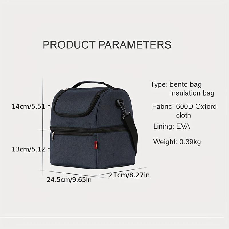 Double Layer Insulated Lunch Bag Ice Pack Leakproof Insulation Picnic Travel