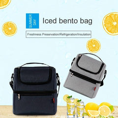 Double Layer Insulated Lunch Bag Ice Pack Leakproof Insulation Picnic Travel