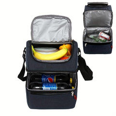 Double Layer Insulated Lunch Bag Ice Pack Leakproof Insulation Picnic Travel