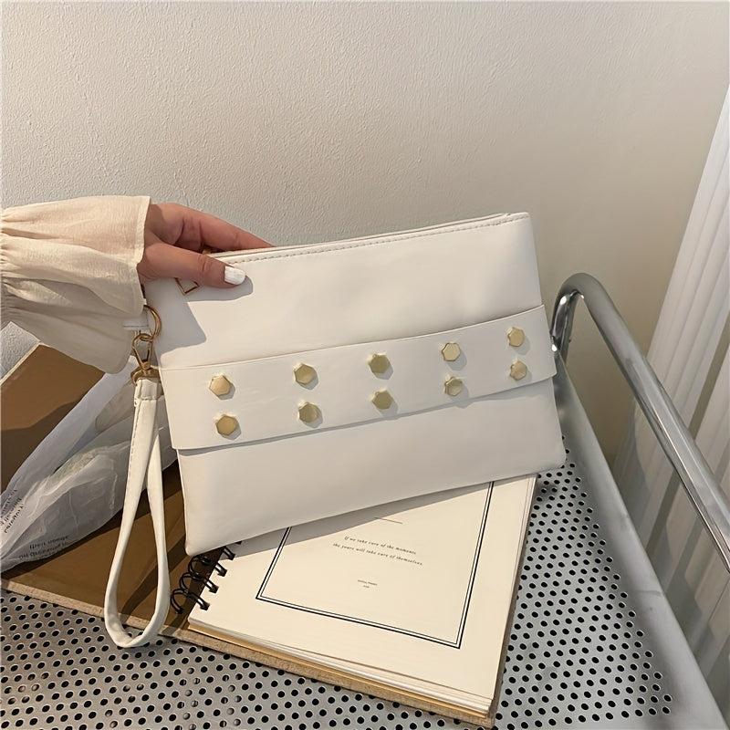 Zipper Clutch Purse PU Leather Textured Wristlet Wallet