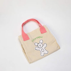 Bear Pattern Canvas Tote Bag Eco friendly Shopping Bag
