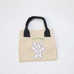 Bear Pattern Canvas Tote Bag Eco friendly Shopping Bag