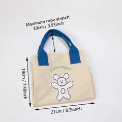 Bear Pattern Canvas Tote Bag Eco friendly Shopping Bag