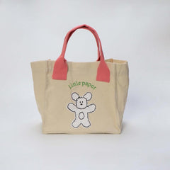 Bear Pattern Canvas Tote Bag Eco friendly Shopping Bag