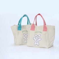 Bear Pattern Canvas Tote Bag Eco friendly Shopping Bag