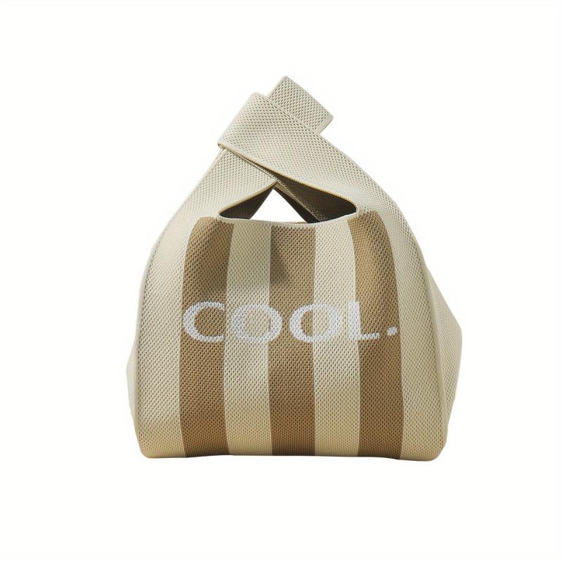 Contrast Tote Handbags Knitted Wrist Bag Crochet Vest Bag