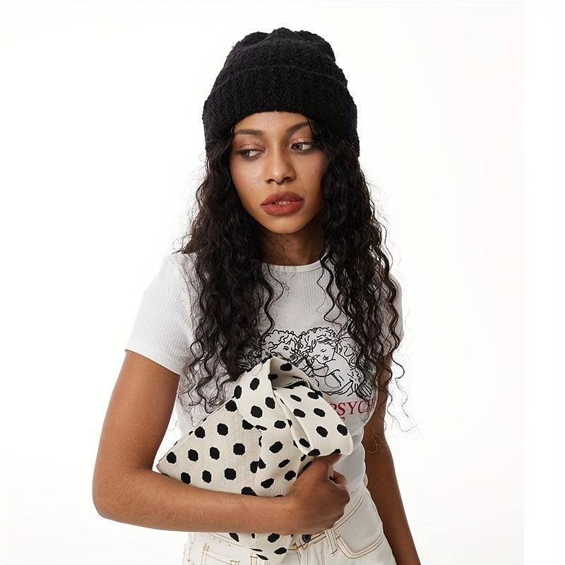 Contrast Tote Handbags Knitted Wrist Bag Crochet Vest Bag