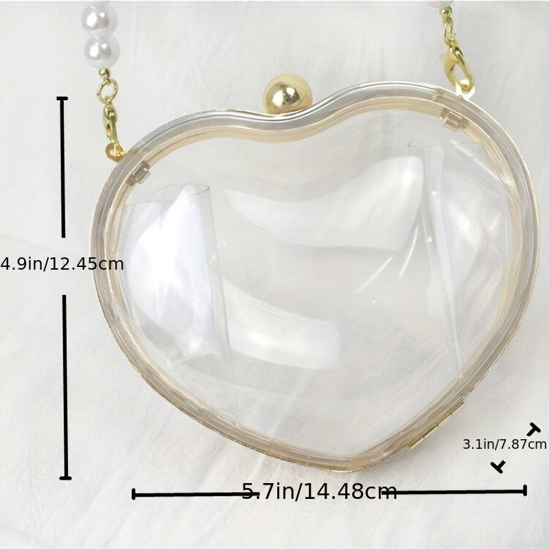 Transparent Love Shaped Shoulder Bag Chain All Match Lipstick Bag