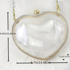 Transparent Love Shaped Shoulder Bag Chain All Match Lipstick Bag