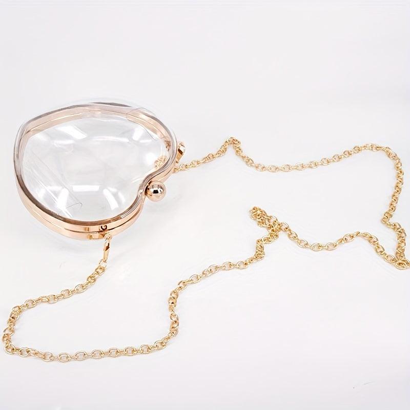 Transparent Love Shaped Shoulder Bag Chain All Match Lipstick Bag