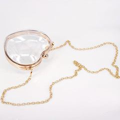 Transparent Love Shaped Shoulder Bag Chain All Match Lipstick Bag