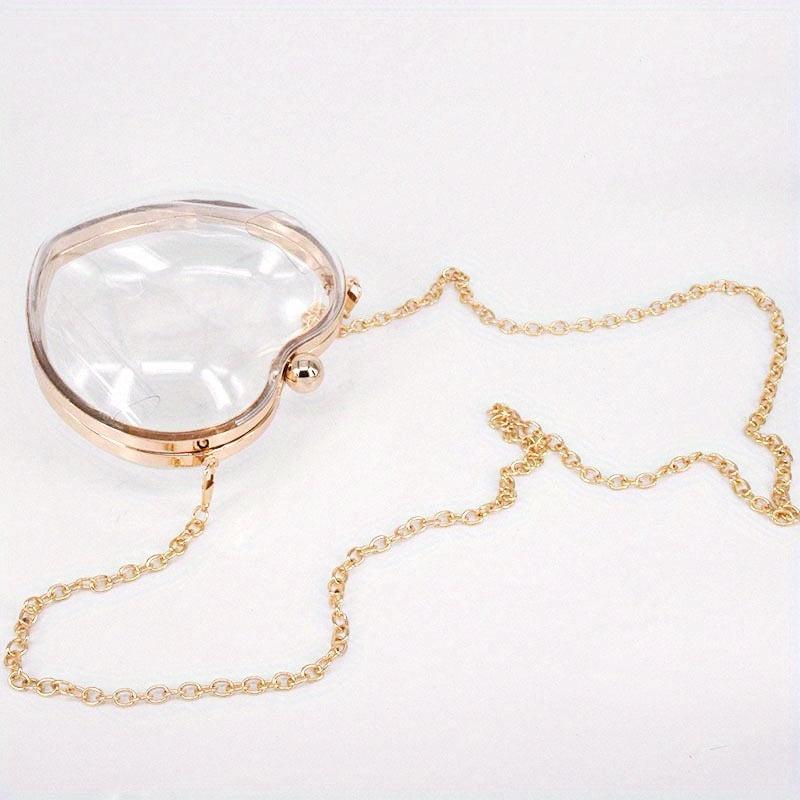 Transparent Love Shaped Shoulder Bag Chain All Match Lipstick Bag