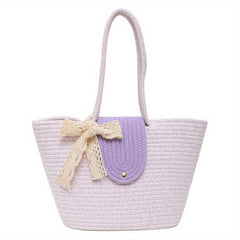 Boho Style Straw Woven Tote Bag Large Capacity Travel Beach Bag