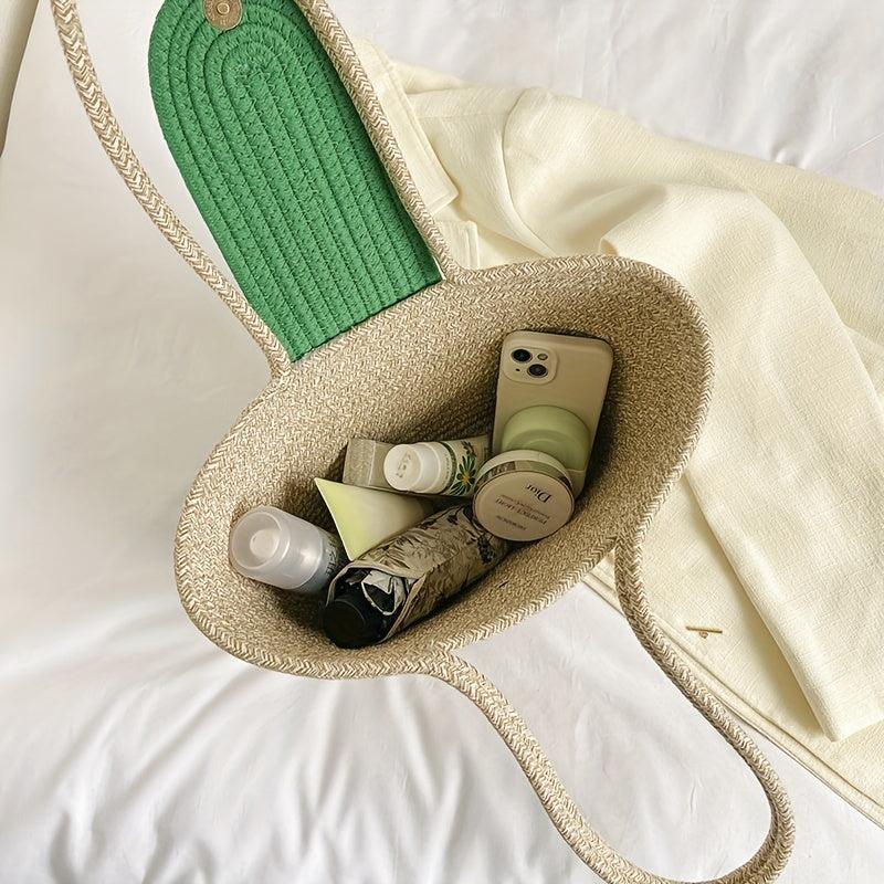 Boho Style Straw Woven Tote Bag Large Capacity Travel Beach Bag