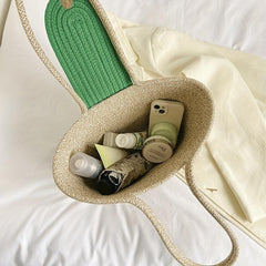 Boho Style Straw Woven Tote Bag Large Capacity Travel Beach Bag