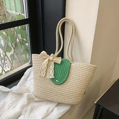 Boho Style Straw Woven Tote Bag Large Capacity Travel Beach Bag
