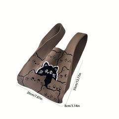 Colorful Cat Knitted Bag Lightweight Minimalist Satchel Bag