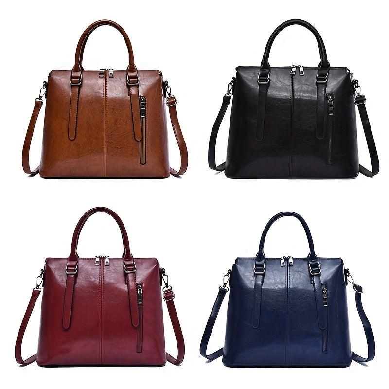 Vintage Stitching Detail Crossbody Bag Zipper Closure Business Bags