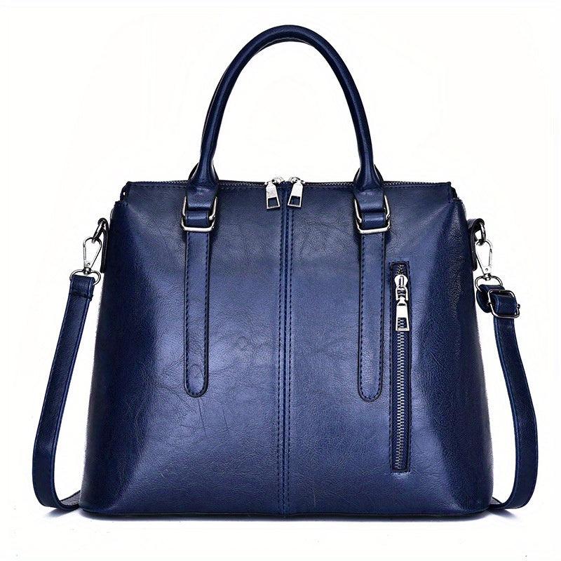 Vintage Stitching Detail Crossbody Bag Zipper Closure Business Bags