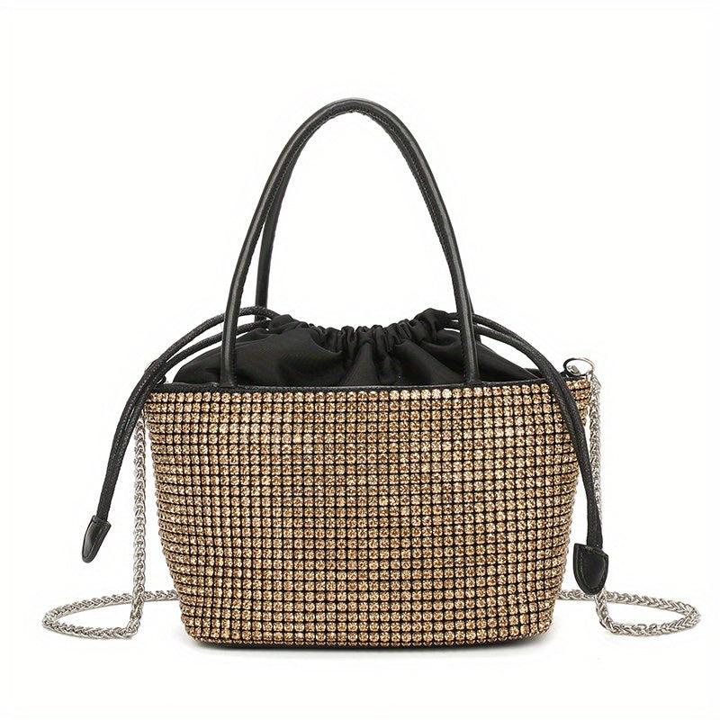 Chain Rhinestone Crossbody Bag Textured Niche Shoulder Clutch Bag