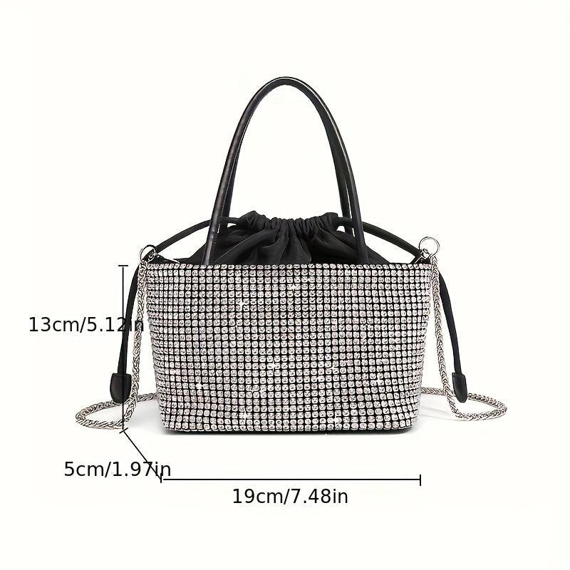Chain Rhinestone Crossbody Bag Textured Niche Shoulder Clutch Bag