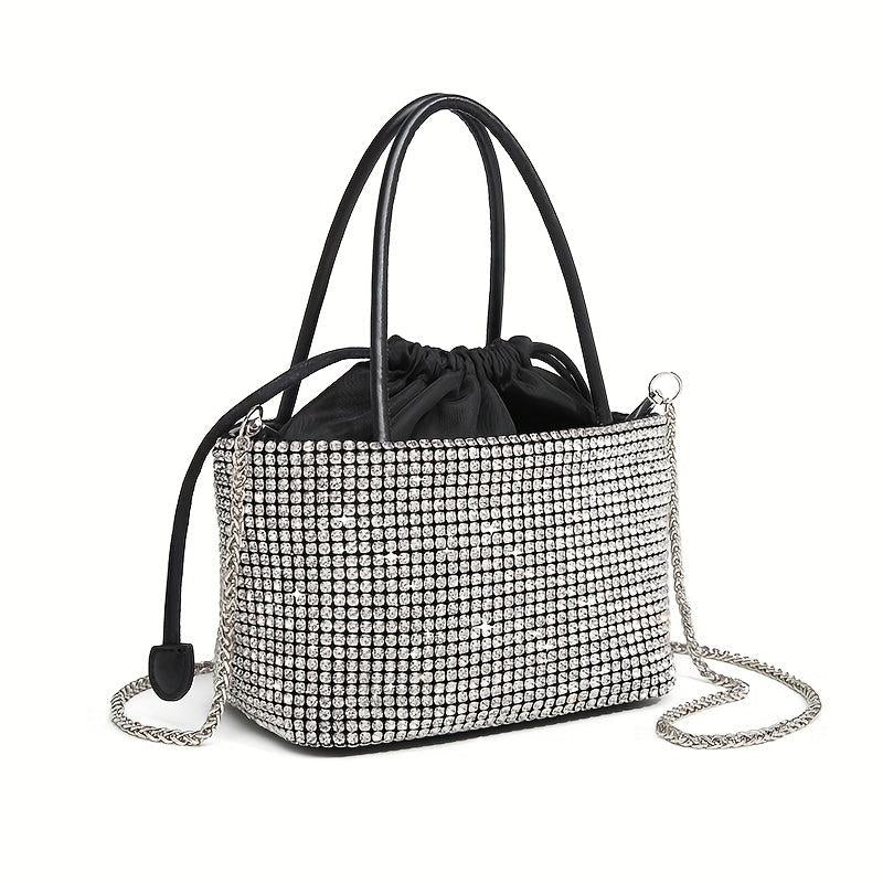 Chain Rhinestone Crossbody Bag Textured Niche Shoulder Clutch Bag