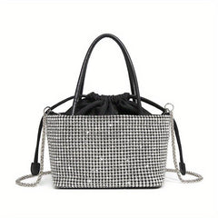 Chain Rhinestone Crossbody Bag Textured Niche Shoulder Clutch Bag