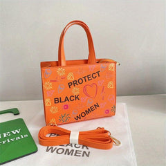Graffiti Print Tote Bag PU Leather Handbag Large Capacity Shoulder Bag