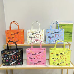 Graffiti Print Tote Bag PU Leather Handbag Large Capacity Shoulder Bag
