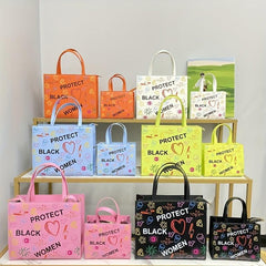 Graffiti Print Tote Bag PU Leather Handbag Large Capacity Shoulder Bag