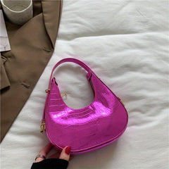 Metallic Crocodile Embossed Hobo Bag Women's Handbag Underarm Purse