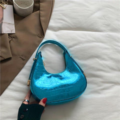 Metallic Crocodile Embossed Hobo Bag Women's Handbag Underarm Purse
